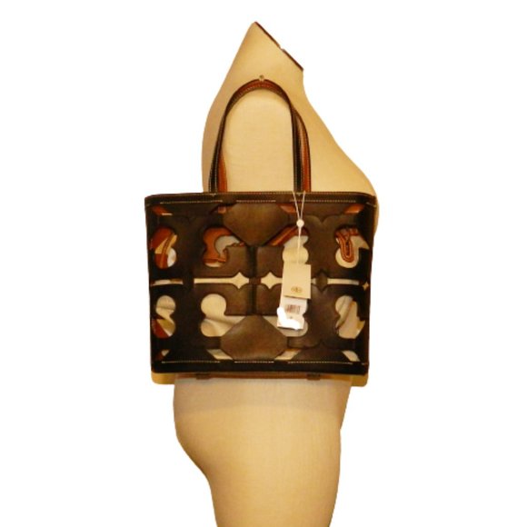 Tory Burch $698 134575 Ella Cutout Logo Small Black Tote NWT! - Picture 5 of 7